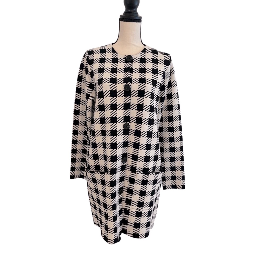 Ann Taylor Houndstooth Knit Car Coat